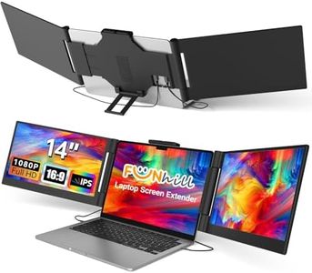 Funhill Laptop Screen Extender 14 inch Laptop Monitor Extender 1080P IPS, Triple Portable Monitor for Laptops 13-17.3" with Display/HDMI Port, Plug-Play Portable Screen for Windows/Chrome/Android