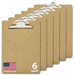 Officemate Recycled Wood Clipboards, 6 Inch Clip, 6 Pack Clipboards, Letter Size (9 x 12.5 Inches), Brown (83706)