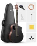 Donner 38" Carbon X Wood Acoustic Guitar Beginner & Intermediate Learner Kits - Carbon Fiber Top, Wooden Back & Sides Solid Acustica Guitarra with Case, Strap, Steel-String RISING-G1 (Satin, Brown)