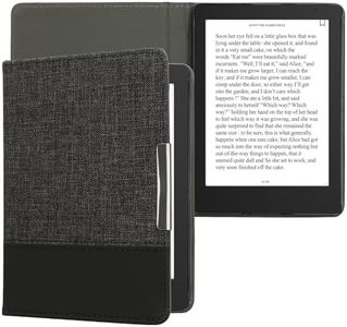 kwmobile Case Compatible with Kobo Aura Edition 2 - PU Leather and Canvas e-Reader Cover - Anthracite/Black