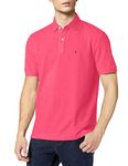 Tommy Hilfiger Men's Short Sleeve Cotton Pique Polo Shirt in Classic Fit, Raspberry Sorbet, Medium