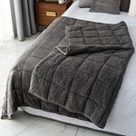 Mr.Sandman Sherpa Weighted Blanket Adults 15lbs for Queen Size Bed, Comfy Fleece Throw Blanket with Premium Ceramic Beads - Dual-Sided Grey - 60"x80"