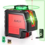 Elikliv 2 Plumb Dots 5 Lines Laser Level - 200Ft Green Laser Level Lines Tool, 360° horizontal Green Laser line ＆ 120° Vertical Green Laser Line, Laser Level 360 Self Leveling for DIY (Red)