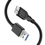 USB 3.0 A Male to Micro USB 3.0,Micro B Cable Sync Cord,Data Wire Compatible with Seagate,Samsung,My Passport and More External Hard Drive(1ft/Black)