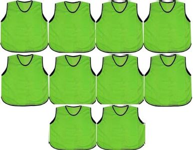 Pack of 10 Football Bibs for Kids - Junior Sizes | Training Sports Bibs Junior | Ideal Football, Netball, Rugby, Hockey & Cricket Vest | Sports Bibs for Kids | Perfect Football Training Bibs Junior