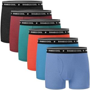 BAMBOO COOL Boys' Big Performance Boxer Briefs Breathable Moisture-Wicking Mesh Underwear Multicolor 6 Pack