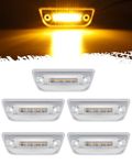 Partsam 5pcs 3LED Cab Light Truck Trailer Cab Marker Clear Lens Top Roof Running Reflective Lights Assembly Compatible with Peterbilt 579 & Kenworth T680, T770, T880 Heavy Trucks Cab Lights