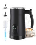 4 in 1 Milk Frother Electric, 2024 Newest Automatic Milk Frother and Milk Steamer with LCD Touch Control, Hot & Cold Milk Foamer with Digital Display for Coffee, Latte, Cappuccino, Chocolate Milk