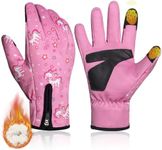 RIGWARL Warm Kids Winter Gloves with Zipper Cuff, Anti-Slip Boys Girls Winter Gloves for Kids Aged 3-15, Touchscreen Kids Grip Gloves for Cold Weather Sports Running Cycling Hiking School Fishing