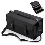 BTSKY 120 Slots Large Capacity Multi-layer Canvas Marker Case with Shoulder Strap for for Primascolor Markers and Copic Sketch Markers, Lipstick Storage Bag (Markers Not Included) (Black)