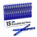 Lineon Erasable Gel Pens, 15 Pack Blue Retractable Erasable Pens Clicker, Fine Point, Make Mistakes Disappear, Blue Ink for Writing Planner and Crossword Puzzles