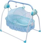 biniliubi Electric Cradle Blue Deluxe Without Battery Suitable Newborns Infants Baby Free With Hands Electric Bassinet Crib Cotton Bedding Set Liner Mattress Cover Portable Crib Infants Sky Blue