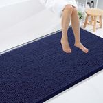 Smiry Luxury Chenille Bathroom Rugs 108X72, Extra Soft and Absorbent Shaggy Bath Mat, Machine Washable, Non-Slip Plush Carpet Runner for Tub, Shower, and Floor, Home Decor Accessories, Navy Blue