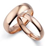 Gemini His & Her's Dome Comfort Fit Rose Gold Promise Wedding Titanium Ring Set Width 6mm & 4mm Men Ring Size : 8.5 Women Ring Size : 5.5 Valentine's Day Gifts