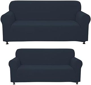 Sapphire Home 3-Piece Couch Cover Set, Sofa, Loveseat, and Arm Chair Slipcovers, Form fit Stretch, Wrinkle Free, Furniture Protector, Sofa Covers for Living Room, Polyester Spandex (Blue)