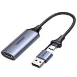 UGREEN Video Capture Card HDMI to USB-C/USB 2.0 Full HD 4K 1080P Compatible with Switch PS5 Xbox TV Stick iPadOS MacBook