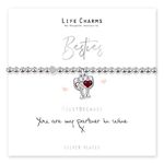 Life Charms Silver Bracelet - 'Partners in Wine' - Gorgeous Wine Glass Charms on a Stretch Beaded Band