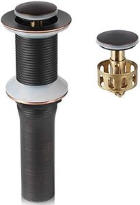 Oil Rubbed Bronze Pop Up Drain with Detachable Basket, Bathroom Vessel Lavatory Vanity Faucet Sink Drain Stopper, ORB Without Overflow