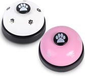 (2 Pack) Pet Doorbells, Proxima Direct Metal Bell Dog Training Bell,Puppy Door Bell for Potty Training & Communication Device with Clear Ring Paw Size Button for Doggie Cats (White+Pink)