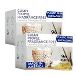 Clean People Laundry Detergent Pods - Plant-Based, Hypoallergenic Laundry Pods - Ultra Concentrated, Plastic Free, Recyclable Packaging, Stain Fighting - Fragrance Free, 192 Pack