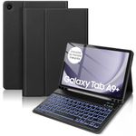 For Samsung Galaxy Tab A9 Plus Keyboard Case 11 inch 2023, For Samsung A9+ Plus Tablet Case with UK Layout Keyboard, Slim PU Cover with Wireless Backlight Keyboard for Samsung Tablet A9+ Plus (Black)