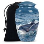 JAGSHASHI Dolphin Duo Dynamics - Urns for Ashes Adult Male Large - Funeral Urns - Urn for Ashes for Women - Ashes Urn - Urns for Ashes Adult Female (10 inch)