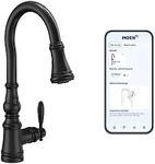 Moen Weymouth Matte Black Smart Faucet Touchless Pull-Down Sprayer Kitchen Faucet with Voice and Motion Control, S73004EV2BL