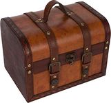 Trademark Innovations 10" Wood and Leather Decorative Chest