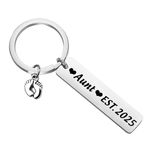 FUSTMW Auntie Uncle Gifts New Aunt Uncle Est 2025 Keychain Uncle To Be Gift First Time Auntie Gifts Promoted to Uncle gifts, Aunt 2025, Small