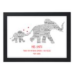 Thank You Teacher Gift Elephants Personalised TA, Nursery, School Leaving Gifts - Thank You Gifts for Teachers, Teaching Assistants - ANY RECIPIENT from ANY NAME - A5, A4 Prints and Frames