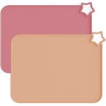 Moonkie Silicone Placemats for Baby & Kid, Stain Resistant Non-Slip Toddler Food Mats Eating Table Mat with 2 Packs(Warm Pink/Muted)