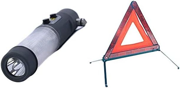 AA 3-in-1 Emergency Flashing Beacon Torch Glass Hammer Seatbelt Cutter Rescue Tool, Grey & Warning Triangle For Breakdown Roadside Emergency Hazard AA0071 - EU Driving Legal Standard