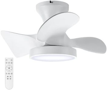 Low Profile Ceiling Fan with Lights and Remote - Small Flush Mount Ceiling Fan for Bedroom, Dimmable LED, Adjustable Color Temperature, Timer, Reversible Blades, (22 inch, White)