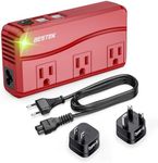 BESTEK Universal Travel Adapter 220V to 110V Voltage Converter with 6A 4-Port USB Charging and UK/AU/US/EU Worldwide Plug Adapter (Red)