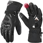 KEMIMOTO Winter Motorcycle Gloves, Rainproof Riding Gloves with Touchscreen, Motorcycle Winter Gloves for Men, Warm Motorcycle Gloves for Riding, ATV, UTV, Snowmobile - Black, XX-Large
