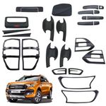 JHCHAN Body Kits for Ford Ranger 2015-2022 Accessories Wildtrak XL XLT Limited T7 T8 Light Guard Side Door Handle Protector Tailgate Handle Signal Wing Mirror Trim Side Vent Cover