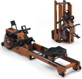 Wenoker Water Rowing Machine, Foldable & Space-Saving,Immersive Water Rower | 14L Large Leak-Proof Tank, Water Resistance Adjustment, Monitor & Bluetooth,350LBS Weight Capacity,Premium Solid Wood Frame