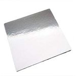 BAKEFY� 5 Piece Square Silver Cake Base Square Premium Cake, Corrugated, Cake Board, Silver