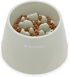 Navaris Elevated Slow Feeder Dog Bowl - Melamine Pet Food Bowl for Dogs and Cats - Raised Cat Feeding Bowl to Slow Down Eating - 7.4" x 7.36" x 4.7"