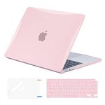 EooCoo Compatible with MacBook Air 13 inch Case 2021 2020 2019 2018 Release A2337 M1 A2179 A1932 with Retina Display, Air 13.3 inch Case + TPU Keyboard Skin+ Screen Protector,Crystal Pink