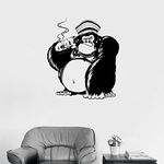 GADGETS WRAP Funny Gorilla Vinyl Wall Decal Cigar Smoking Cigarette Animal Monkey Wall Sticker