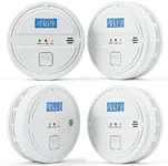 4 Packs Smoke & Carbon Monoxide Detector Battery Operated,2-in-1 Smoke Detector Carbon Monoxide Detector Combo,Smoke Alarm with Digital Display for Home