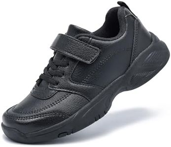 PolarPals Boys Girls Shoes Kids Tennis Strap Sneakers Non Slip Fashion Athletic Running Shoes for Little Kid/Big Kid (Black, Little Kid 1)