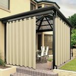 BONZER Waterproof Indoor/Outdoor Curtains for Patio Thick Privacy Extra Wide Grommet Curtains for Bedroom, Living Room, Porch, Pergola, Cabana, 1 Panel, 150W x 108L inch, Cream
