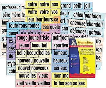 Poster Pals French Educational & Language Teaching Adjective Vocabulary Card Phrase Posters, Colorful Laminated Cards Classroom Reference and Instruction