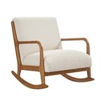 Ball & Cast Modern Rocking Chair Upholstered Glider Rocker Chair Padded Accent Chair Lounge Armchair, Linen