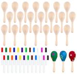 Morcheiong 24Pcs DIY Mini Wooden Maracas for Kids with 24Pcs Multicolor Pens, Fiesta Mexican Maracas Favors, Cinco De Mayo Party Supplies Decorations