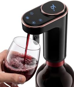 NutriChef 3-in-1 Electric Wine Aerator | Aerates, Vacuum Seals, & Dispenses | Includes 3 Bottle Adapters, 2 Vacuum Stoppers & 2 Straws | Rechargeable LED Touch Screen with Measured Pours | Black