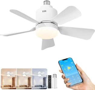TEKXDD Ceiling Fan with Light, Remote & App, 4-Speed, 3-Color LED (E26/E27)