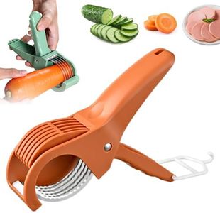 Food Manual Slicer, 2025 New Upgraded Fruit Slicer for Banana Sausages, Cucumbers, Strawberries, Grape Cutter Home Essentials for New Home, Pioneer Woman Kitchen Stuff (Orange)